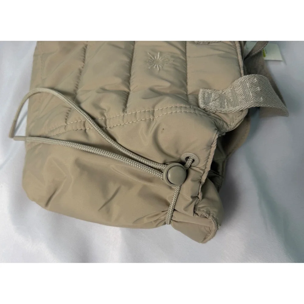 Aerie Womens Tan Quilted Puffer Tote Cinch Bag Logo Handles NEW
